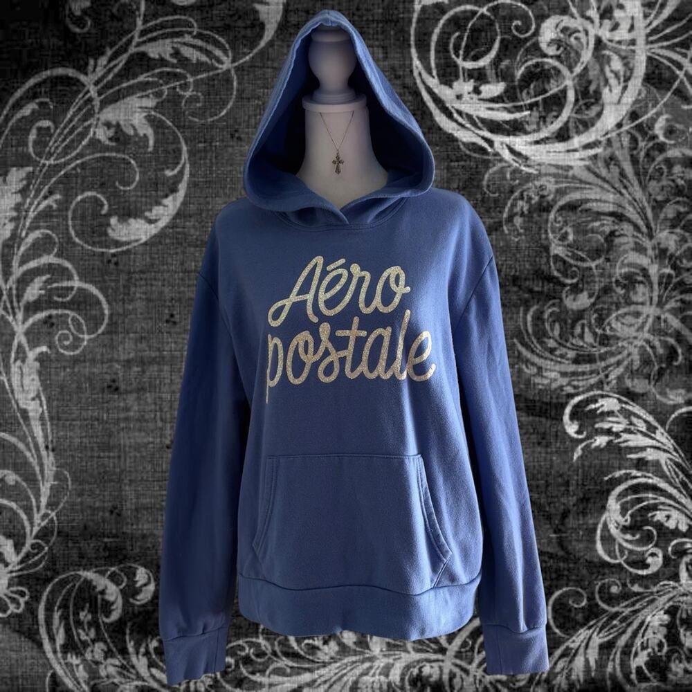 pastel periwinkle purple blue AEROPOSTALE y2k tumblr pullover hoodie